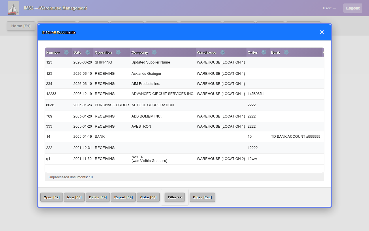Documents list
